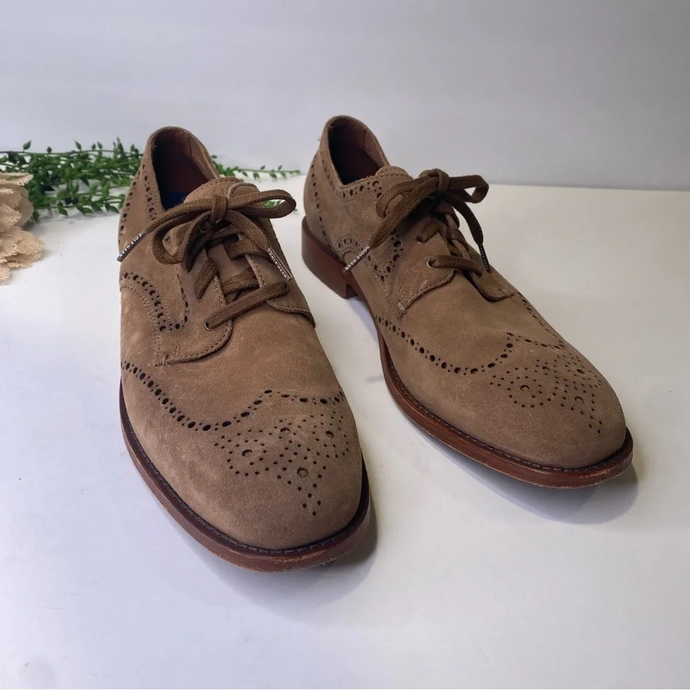 Cole Haan Grand 360 OS Wingtip Brogue Dress Shoes Tan Suede Size 10